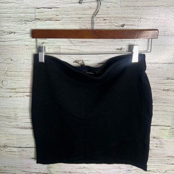 Aritzia Talula Primrose Faux Wrap Pull On Ponte Black Mini Skirt size small - Picture 3 of 6